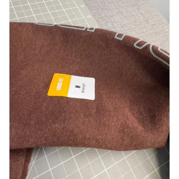 Carhartt Mens Loose Fit Midweight Hoodie M Mocha Heather Graphic Sleeve Logo New - Picture 7 of 11